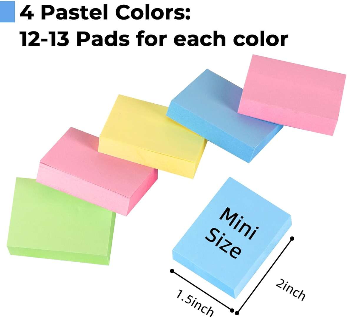 Umikk 50 Pack Mini Sticky Notes 1.5x2 in, 5000 Sheets Small Self-Stick Note, 4 Colors Sticky Pad Bulk, Easy to Post for Office, School, Home - Image 3