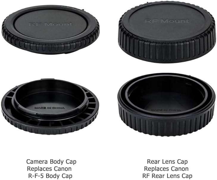 2 Pack RF Mount Body Cap Cover & Rear Lens Cap for Canon EOS R100 R50 R50V R10 R8 R7 R6 Mark V III II R5 R3 R1 R RP Mirrorless Camera & RF Mount Lenses, Includes 2 Extra Hot Shoe Protective Covers - Image 2