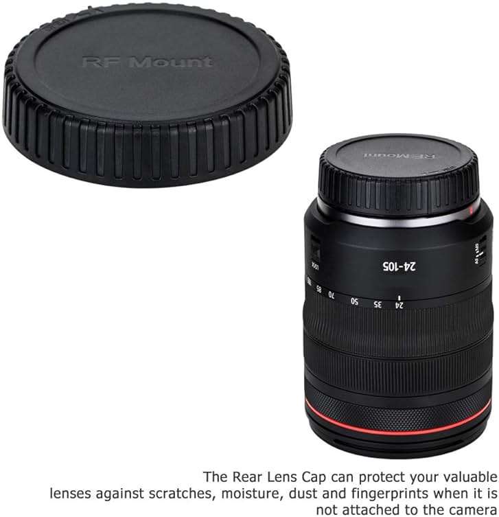 2 Pack RF Mount Body Cap Cover & Rear Lens Cap for Canon EOS R100 R50 R50V R10 R8 R7 R6 Mark V III II R5 R3 R1 R RP Mirrorless Camera & RF Mount Lenses, Includes 2 Extra Hot Shoe Protective Covers - Image 4