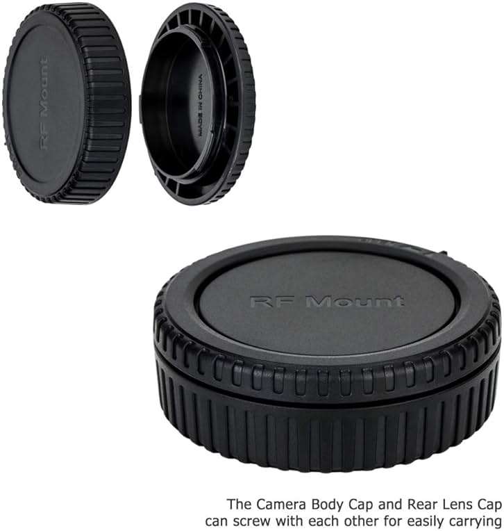 2 Pack RF Mount Body Cap Cover & Rear Lens Cap for Canon EOS R100 R50 R50V R10 R8 R7 R6 Mark V III II R5 R3 R1 R RP Mirrorless Camera & RF Mount Lenses, Includes 2 Extra Hot Shoe Protective Covers - Image 7