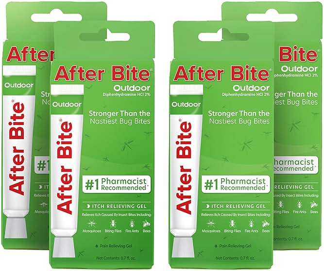 After Bite Outdoor Formula - Itch Relief with Diphenhydramine HCl - Ideal for Mosquito & Fire Ant Bites, Bees & More - Portable Gel Formula - 0.7 oz (4 Pack) - Image 1