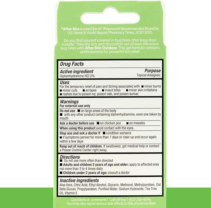 After Bite Outdoor Formula - Itch Relief with Diphenhydramine HCl - Ideal for Mosquito & Fire Ant Bites, Bees & More - Portable Gel Formula - 0.7 oz (4 Pack) - Image 8