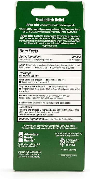 After Bite Advanced Formula - Itch Relief with Sodium Bicarbonate - Ideal for Mosquito & Fire Ant Bites, Bees & More - Portable Pen Applicator - 0.5 oz (4 Pack) - Image 7