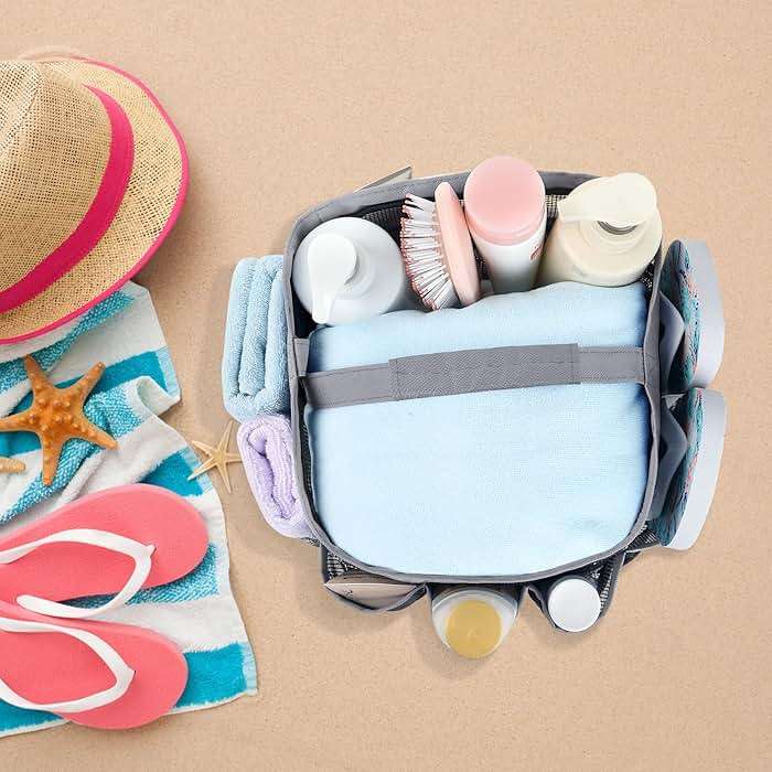 Attmu Mesh Shower Caddy Portable for College Dorm Room Camping Essentials, Shower Caddy Dorm with 9-Pockets, Large Capacity Hanging Basket Bathroom Bag for Toiletry, Swimming, Gym, Camp, Beach - Image 2