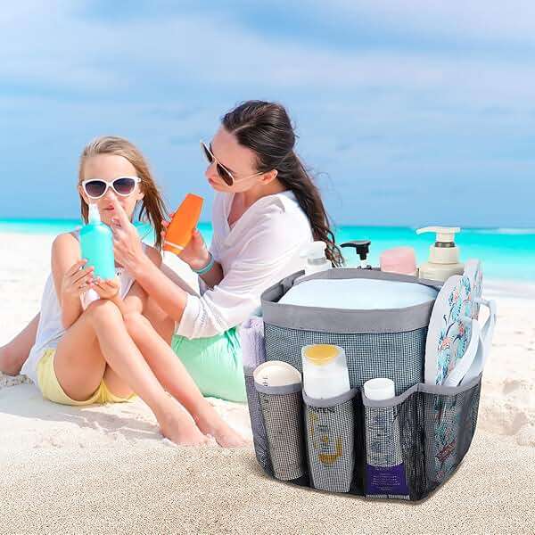 Attmu Mesh Shower Caddy Portable for College Dorm Room Camping Essentials, Shower Caddy Dorm with 9-Pockets, Large Capacity Hanging Basket Bathroom Bag for Toiletry, Swimming, Gym, Camp, Beach - Image 6