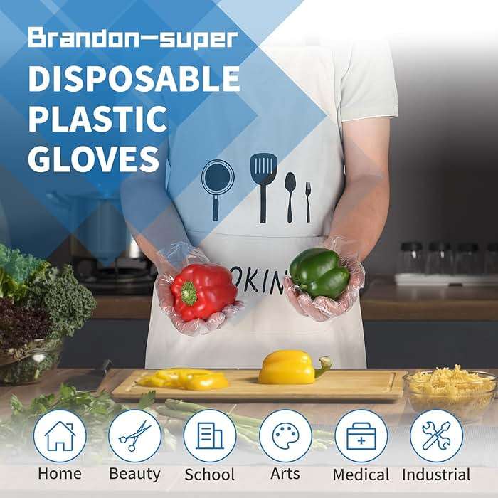 Brandon-super Food Prep Gloves Plastic Food Safe Brandon-super Gloves, Food Handling, One Size Fits Most Poly 500ct Clear 500 Count (Pack of 1) - Image 6