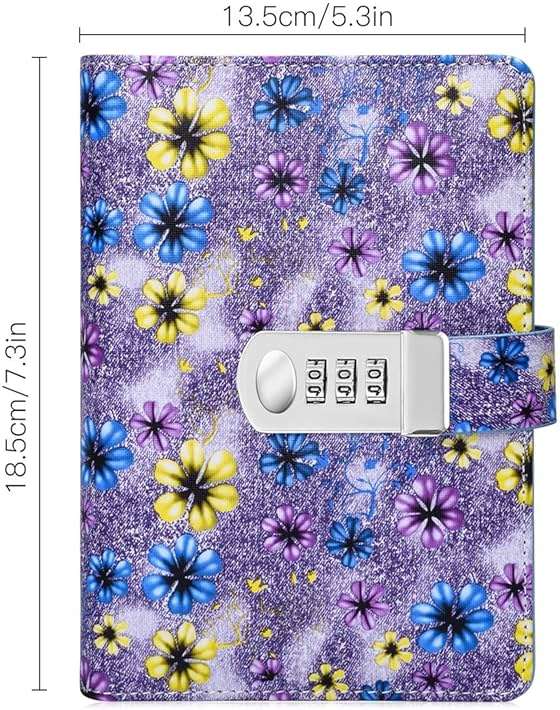 ARRLSDB Binder Diary with Lock, A6 Refillable Leather Diary Password Journal Locking Personal Journal Diary, Size: 7.3×5.3 Inch (Purple) - Image 2