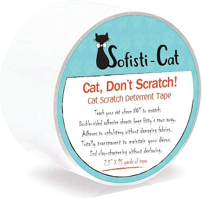 Sofisti-Cat Training Tape, Cat Tape for Furniture, Scratch Deterrent Keep Cats from Scratching Furniture with Our Double -Sided Repellent, 2.5" x 15' Roll - Image 1