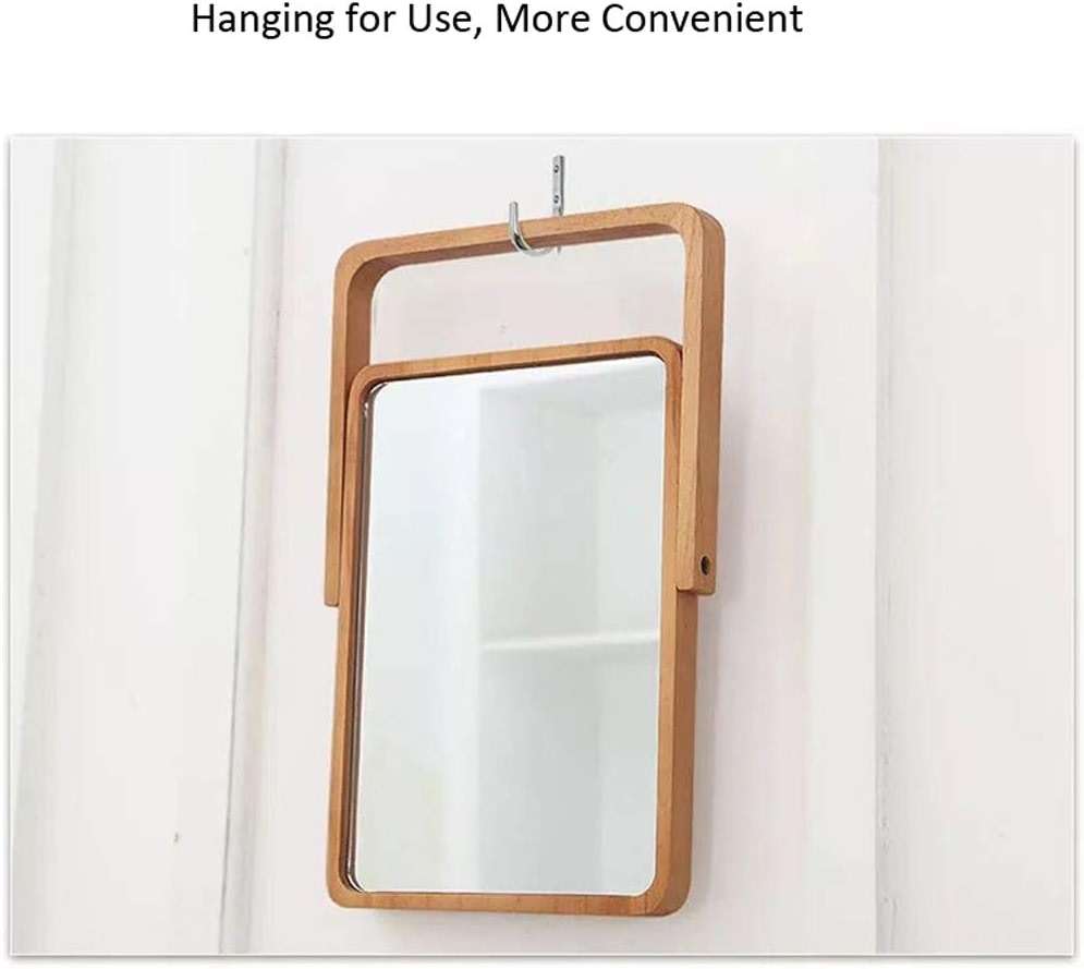 Buwico Rectangle Standing Vanity Makeup Mirror, Wood Frame, 10.2"L x 7.3"W, Modern Style, Tabletop Mount, Bathroom & Home Decor - Image 3
