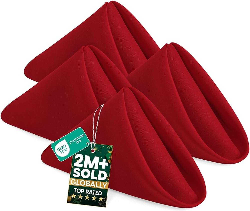 Utopia Home [24 Pack, Red] Cloth Napkins 17x17 Inches, 100% Polyester Hemmed Edges, Washable and Reusable Ideal for Parties, Weddings and Dinners - Image 1