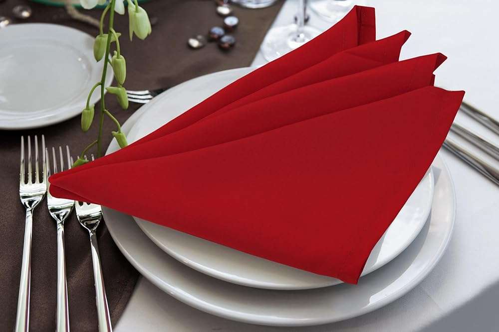 Utopia Home [24 Pack, Red] Cloth Napkins 17x17 Inches, 100% Polyester Hemmed Edges, Washable and Reusable Ideal for Parties, Weddings and Dinners - Image 2