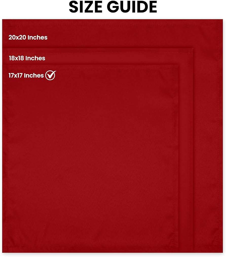 Utopia Home [24 Pack, Red] Cloth Napkins 17x17 Inches, 100% Polyester Hemmed Edges, Washable and Reusable Ideal for Parties, Weddings and Dinners - Image 3