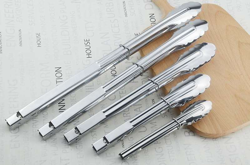 HINMAY Stainless Steel Serving Tongs Grilling Tongs for Cooking Camping Barbecue (12-Inch 3 Pieces) - Image 5