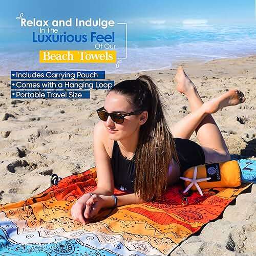 ECCOSOPHY Microfiber Beach Towel - Sand Free Towels are Quick Dry, Light Weight, Super Absorbent - Perfect Pool, Travel, Cruise, Camping Essentials - Oversized Extra Large for Adults 71x35 in - Image 5