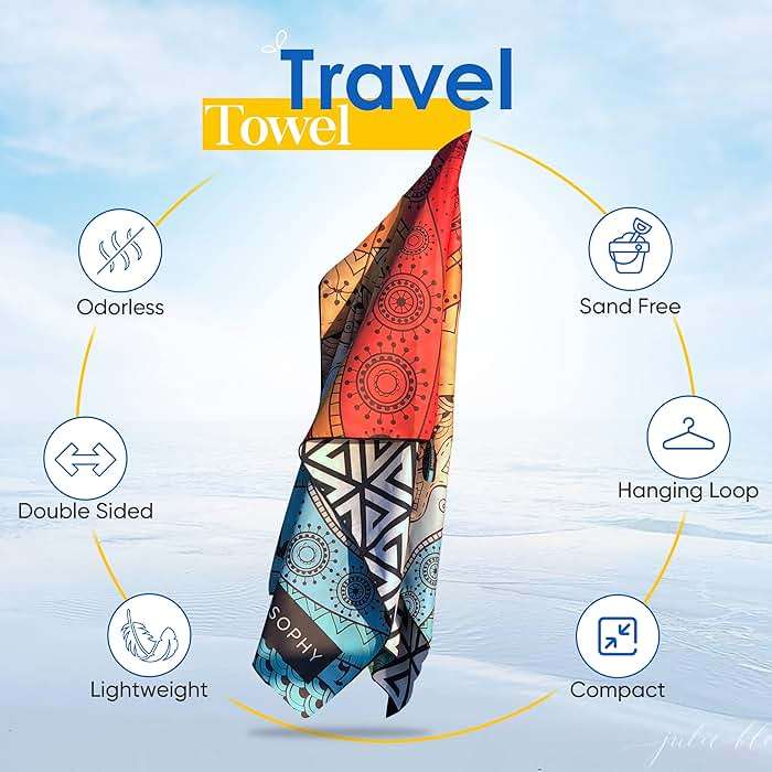 ECCOSOPHY Microfiber Beach Towel - Sand Free Towels are Quick Dry, Light Weight, Super Absorbent - Perfect Pool, Travel, Cruise, Camping Essentials - Oversized Extra Large for Adults 71x35 in - Image 6