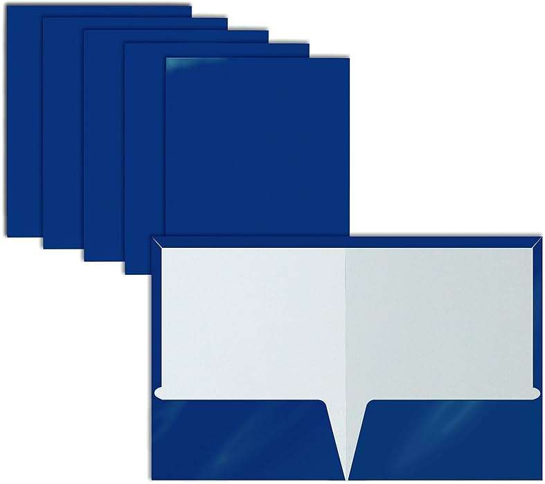Better Office Products 2 Pocket Glossy Laminated Blue Paper Folders, Letter Size, Blue Paper Portfolios, Box of 25 - Image 1
