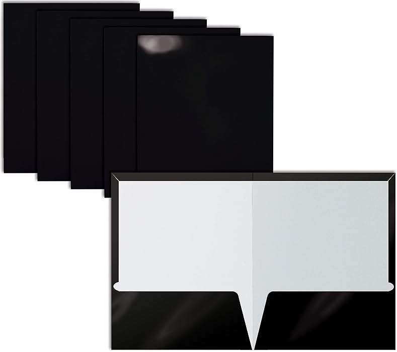 Better Office Products 2 Pocket Glossy Laminated Black Paper Folders, Letter Size, Black Paper Portfolios, Box of 25 - Image 1