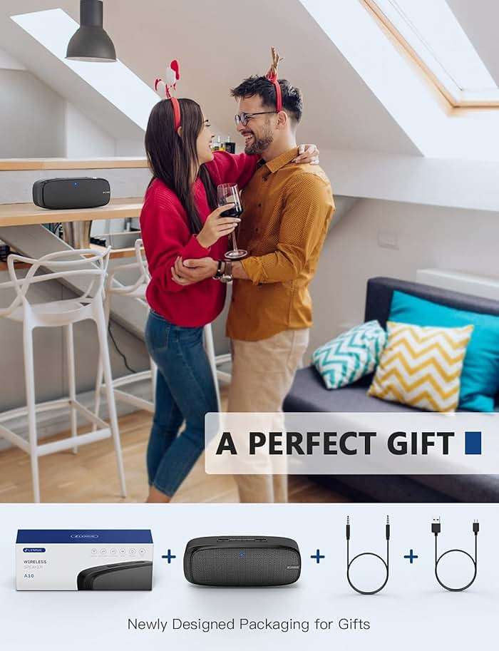LENRUE Bluetooth Speaker, Wireless Portable Speaker with Loud Stereo Sound, Rich Bass, 12-Hour Playtime, Built-in Mic. Perfect for iPhone, Samsung and More - Image 6