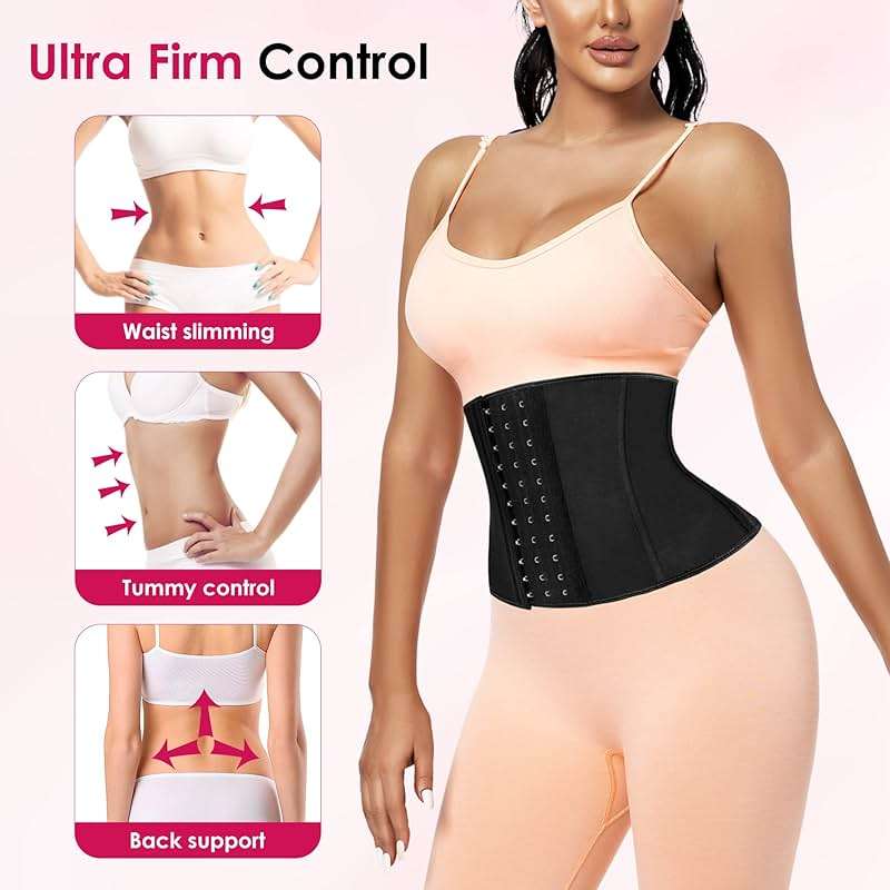 Atbuty Short Torso Waist Trainers Cincher Corset Underbust Body Shaper Latex Sport Girdle - Image 5