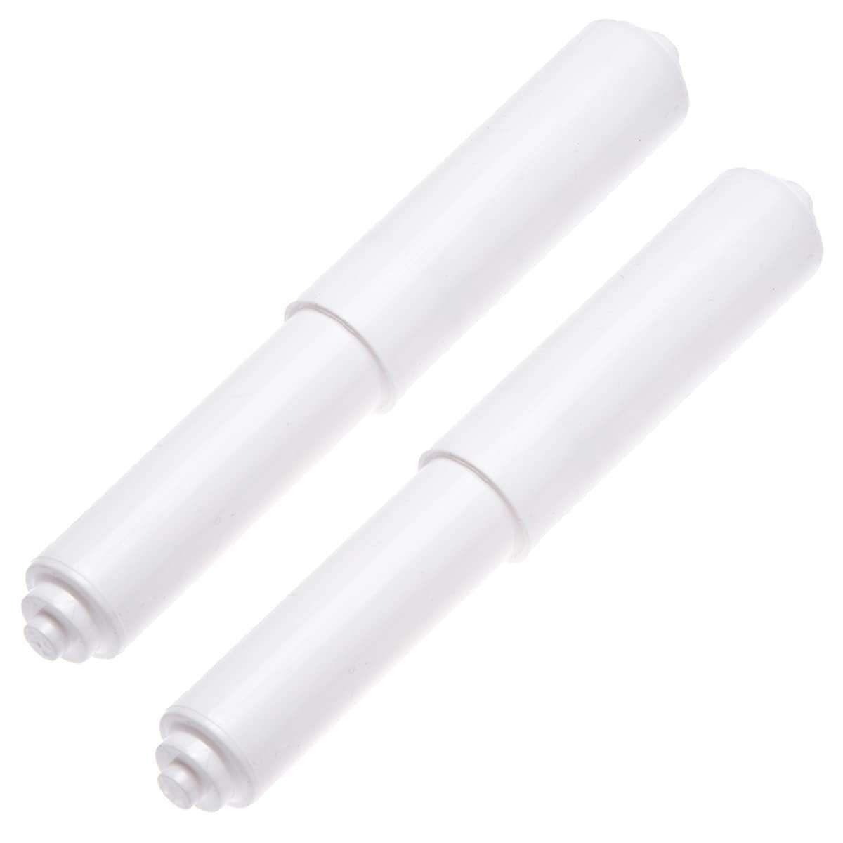 2 Pack - White Toilet Paper Holder Spring Loaded Roller Replacement Rod - Image 1