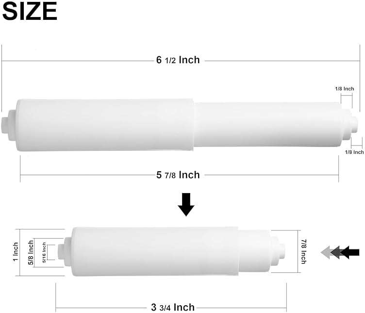 2 Pack - White Toilet Paper Holder Spring Loaded Roller Replacement Rod - Image 2