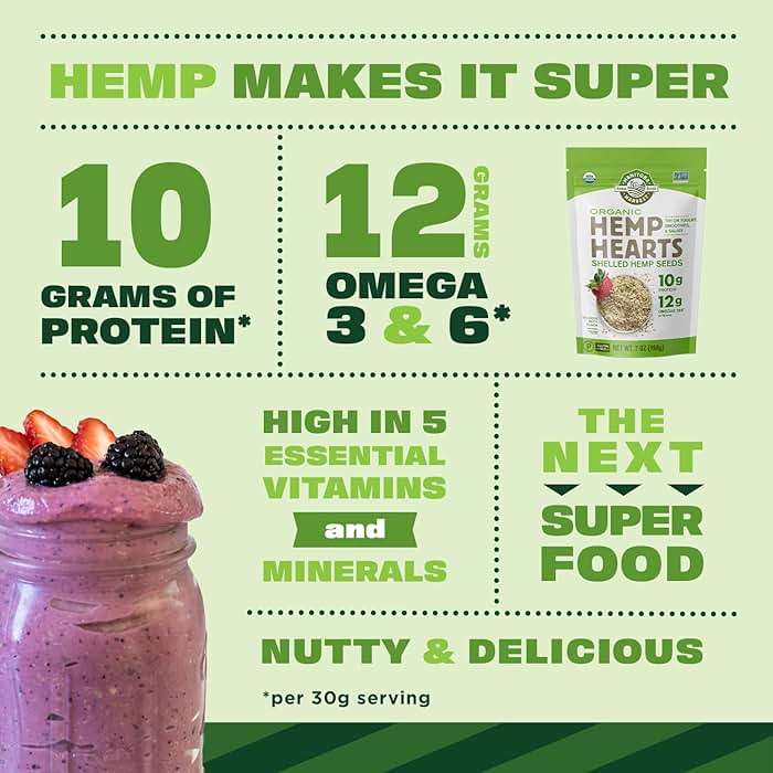 Manitoba Harvest Organic Hemp Seeds, 18oz, 10g Plant Based Protein and 12g Omega 3 & 6 per Srv, smoothies, yogurt & salad, Non-GMO, Vegan, Keto, Paleo, Gluten Free - Image 3