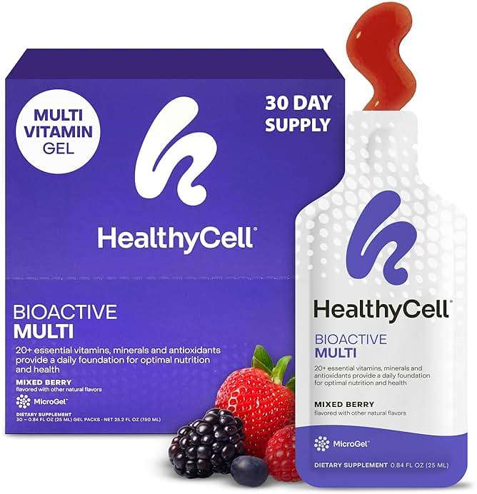 Healthycell Bioactive Daily Liquid Multivitamin for Men & Women – 20+ Essential Vitamins, Minerals & Antioxidants for Brain, Heart, Immunity, Energy, Skin & Hair Support - 30 Gel Packs - Image 1