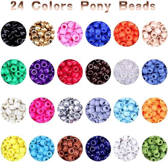 Greentime Pony Beads Bracelets Making Kit, 9mm Rainbow Kandi Rave Beads Set for Friendship Bracelets Necklace Making Crafts for Christmas Gift (24colors) - Image 4