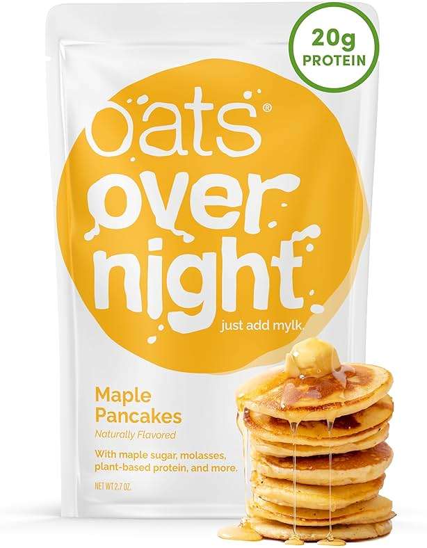 Oats Overnight - Maple Pancakes - Vegan, 20g Protein, High Fiber Breakfast Shake - Gluten Free, Non GMO Oatmeal (2.5 oz per meal) (8 Pack) - Image 1