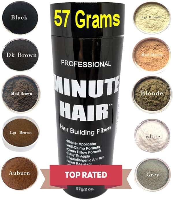 Minute Hair Fibers | Full Shaker Bottle. | Used To fill in hair loss in a minute. | These are MEDIUM BROWN fibers in refillable shaker bottle. (Color: MEDIUM BROWN - Size: 57 Gram Bigger Bottle) - Image 4