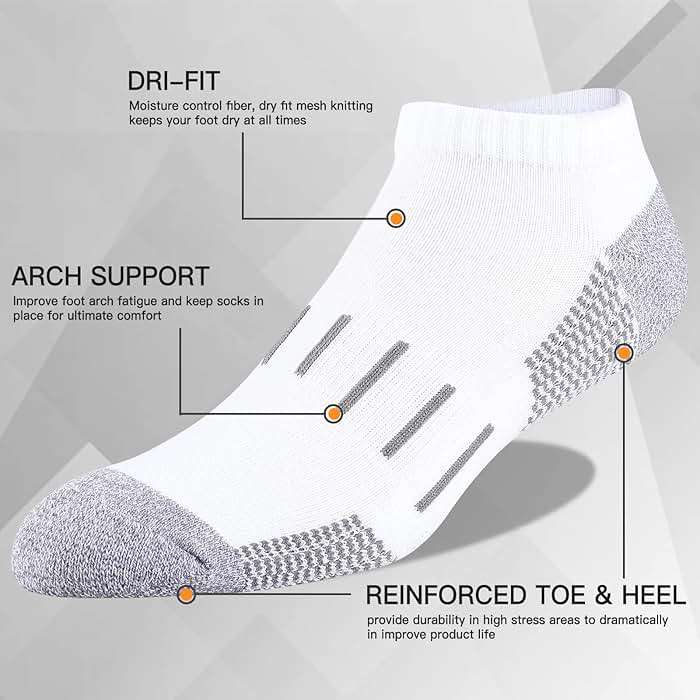 Heatuff Mens Athletic Ankle Socks Moisture Wicking Cushion Running Low Cut Sock 6 Pack - Image 2