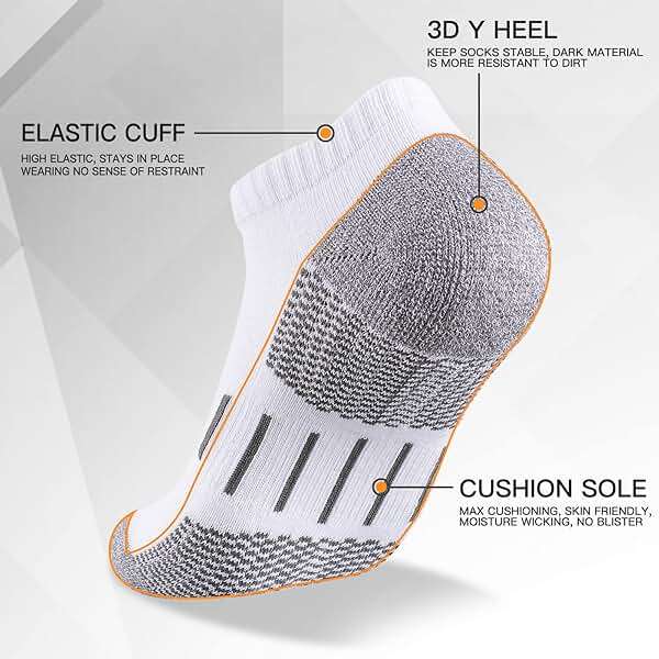 Heatuff Mens Athletic Ankle Socks Moisture Wicking Cushion Running Low Cut Sock 6 Pack - Image 3
