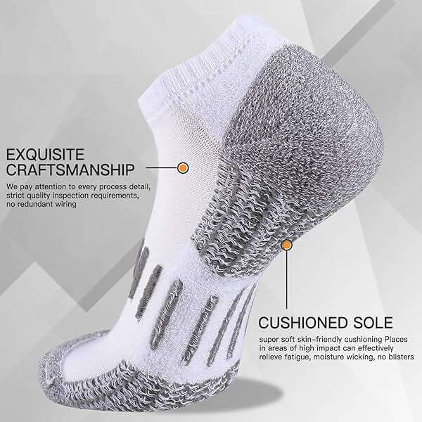 Heatuff Mens Athletic Ankle Socks Moisture Wicking Cushion Running Low Cut Sock 6 Pack - Image 4
