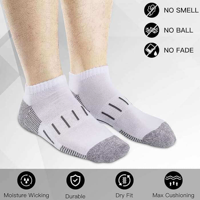 Heatuff Mens Athletic Ankle Socks Moisture Wicking Cushion Running Low Cut Sock 6 Pack - Image 5