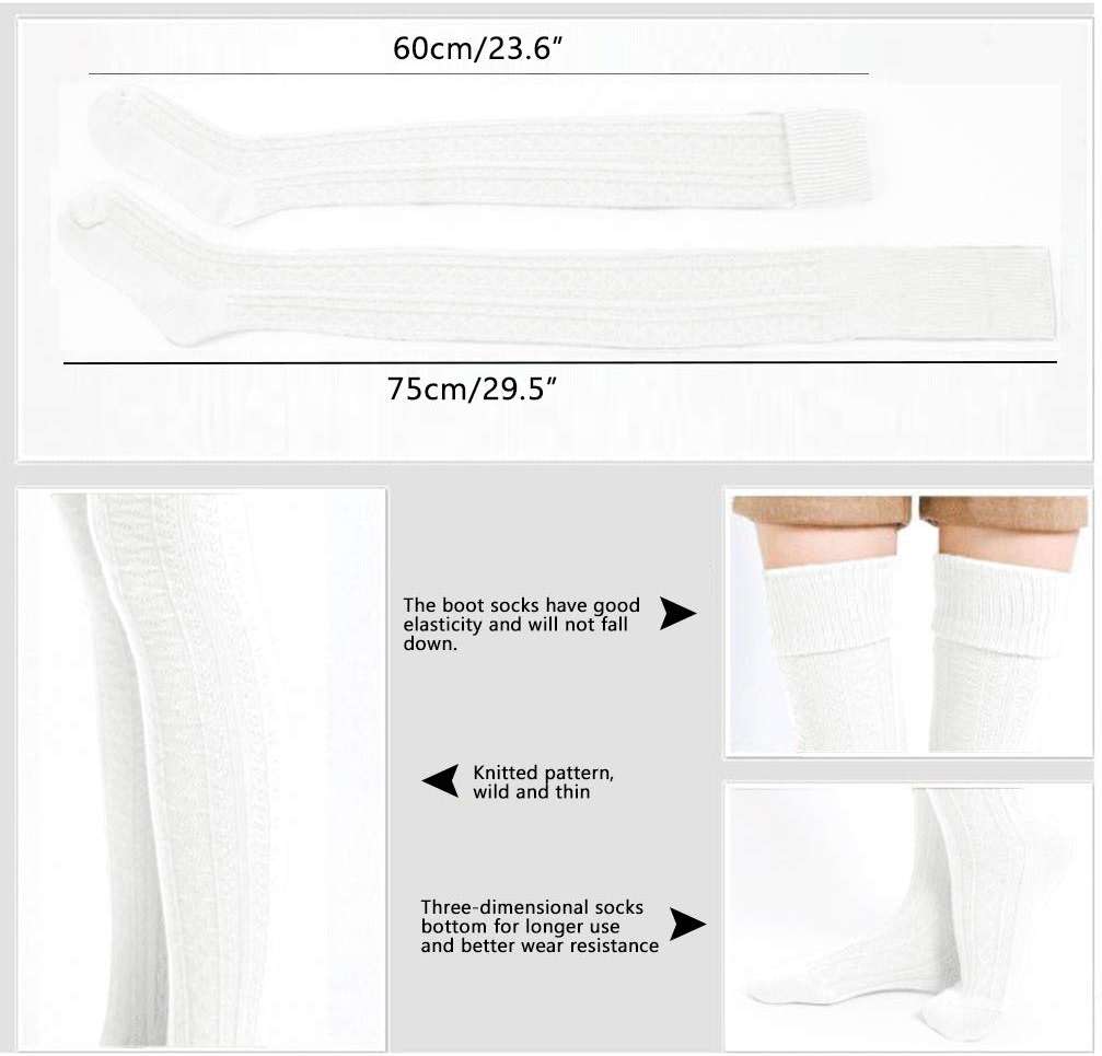 Joyingtwo Plus SizeThigh High Socks for Women Cotton Over the Knee Stockings Leg Warmers - Image 4