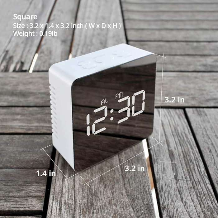 mooas LED Digital Mirror Clock 2 Types, Alarm/Snooze, Temperature, LED Mirror Clock (Rectangle) - Image 5