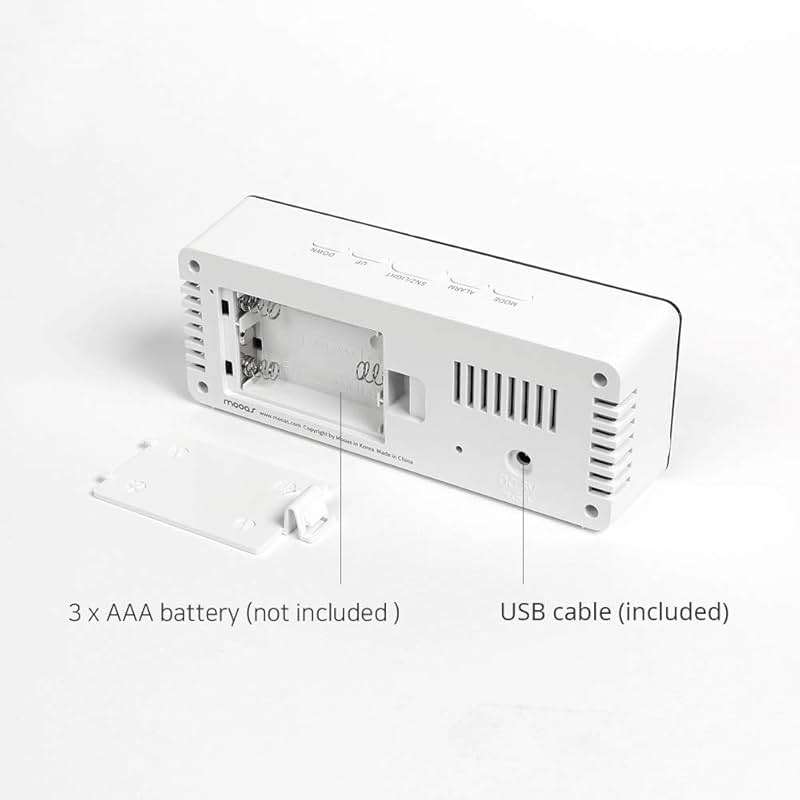mooas LED Digital Mirror Clock 2 Types, Alarm/Snooze, Temperature, LED Mirror Clock (Rectangle) - Image 7