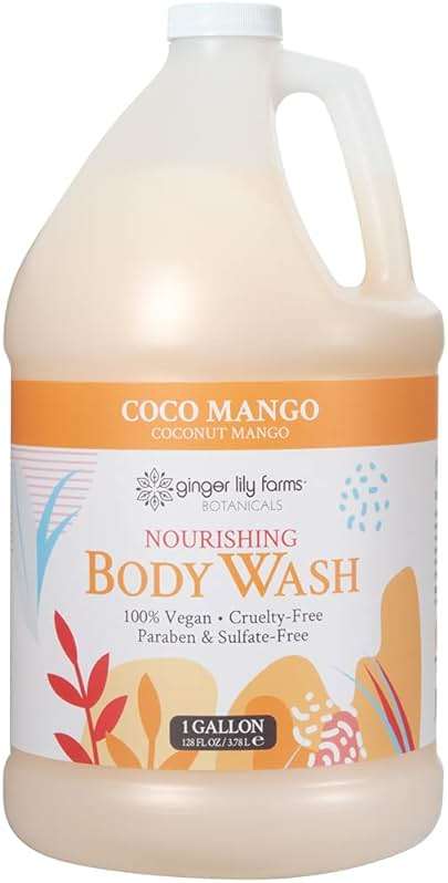 Ginger Lily Farms Botanicals Nourishing Body Wash, Coco Mango, 100% Vegan & Cruelty-Free, Coconut Mango Scent, 1 Gallon (128 fl oz) Refill - Image 1