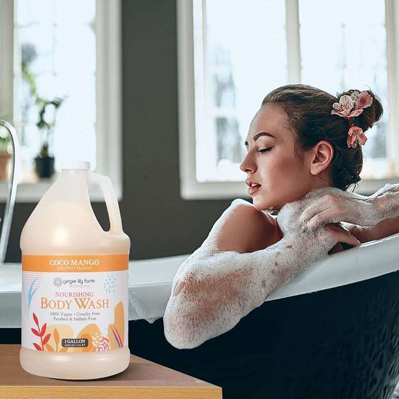 Ginger Lily Farms Botanicals Nourishing Body Wash, Coco Mango, 100% Vegan & Cruelty-Free, Coconut Mango Scent, 1 Gallon (128 fl oz) Refill - Image 7