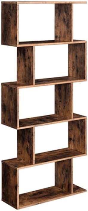 VASAGLE Bookcase, 5-Tier Bookshelf, Display Shelf and Room Divider, Freestanding Decorative Storage Shelving, Rustic Brown ULBC62BX, 27.6”L x 9.4”W x 62.6”H (70 x 24 x 159 cm) - Image 1