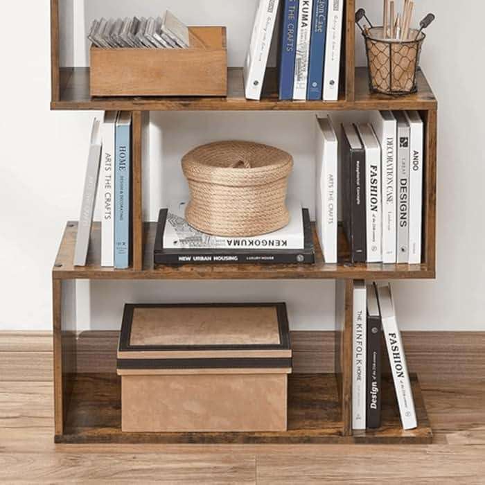 VASAGLE Bookcase, 5-Tier Bookshelf, Display Shelf and Room Divider, Freestanding Decorative Storage Shelving, Rustic Brown ULBC62BX, 27.6”L x 9.4”W x 62.6”H (70 x 24 x 159 cm) - Image 7