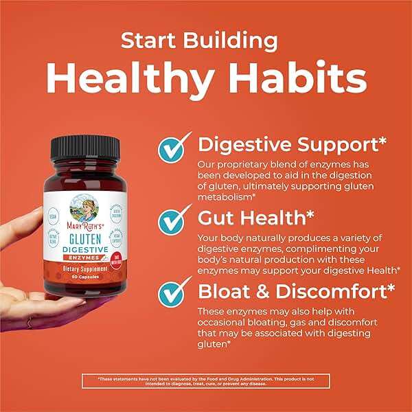 MARYRUTH'S Gluten Digestive Enzymes | Proprietary Enzyme Blend | Lactase | Glucoamylase | Protease | Cellulase | Alpha-Galactosidase | Pectinase | Phytase | Lipase | Vegan | Non-GMO | 60 Count - Image 5