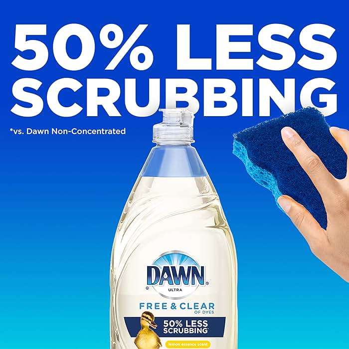 Dawn Free & Clear Dishwashing Liquid Dish Soap (3x24 oz) + Dawn Non-Scratch Scrubber Sponge (2 Count), Lemon Essence - Image 3