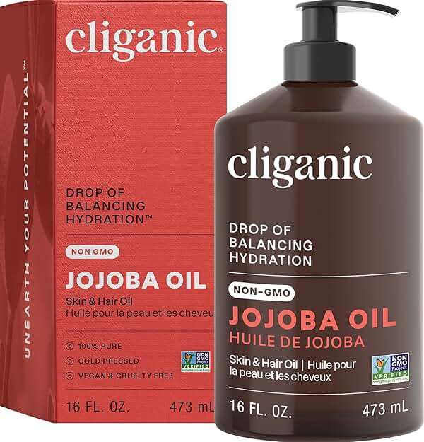 Cliganic Jojoba Oil Non-GMO, Bulk 16oz | 100% Pure for Skin, Hair & Face, Cold Pressed Natural Hexane Free - Hair Relaxer - Image 1
