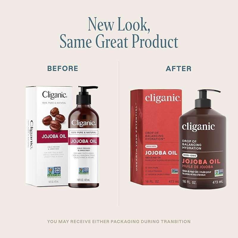 Cliganic Jojoba Oil Non-GMO, Bulk 16oz | 100% Pure for Skin, Hair & Face, Cold Pressed Natural Hexane Free - Hair Relaxer - Image 2