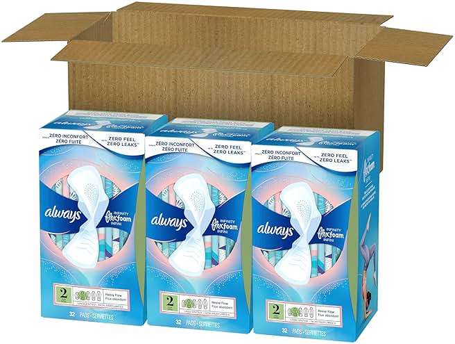 Always Infinity Feminine Pads for Women, Flexfoam Pads with Wings, Size 2, Heavy Absorbency, Unscented, 96 Count (3 Packs of 32) - Image 11