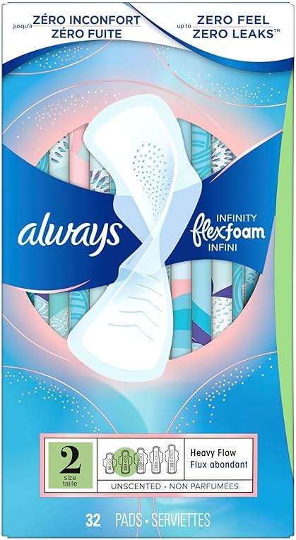 Always Infinity Feminine Pads for Women, Flexfoam Pads with Wings, Size 2, Heavy Absorbency, Unscented, 96 Count (3 Packs of 32) - Image 12