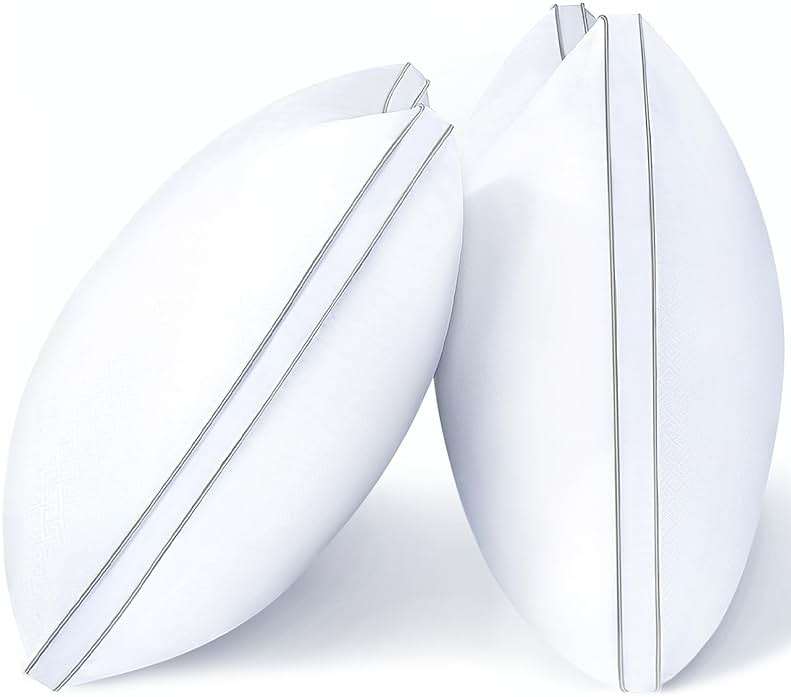 viewstar Bed Pillows Queen Size Set of 2, Firm Support Down Alternative Gusseted Pillows for Side, Back, or Stomach Sleepers, White - Image 1