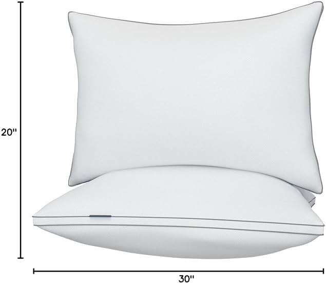 viewstar Bed Pillows Queen Size Set of 2, Firm Support Down Alternative Gusseted Pillows for Side, Back, or Stomach Sleepers, White - Image 2
