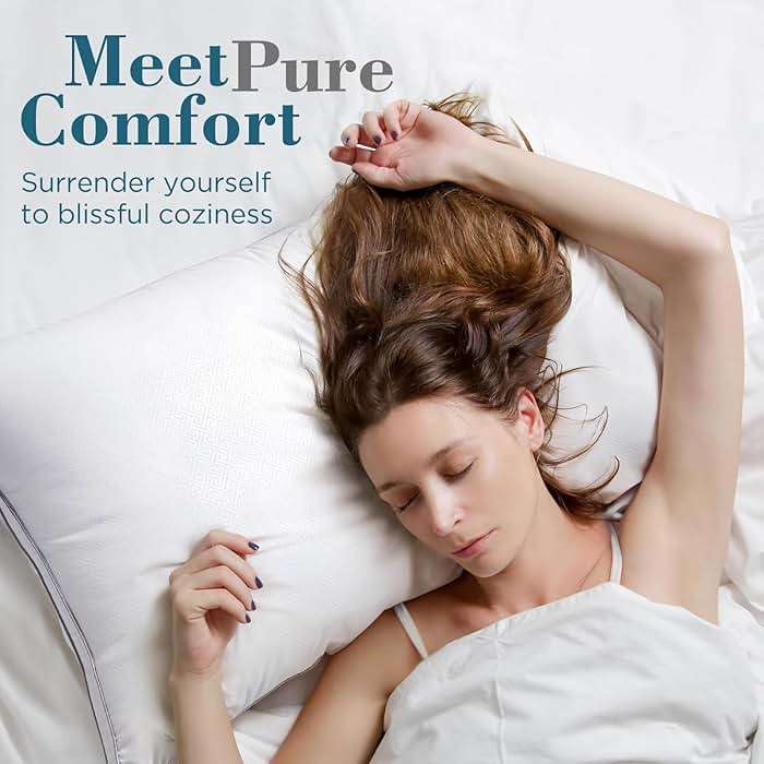 viewstar Bed Pillows Queen Size Set of 2, Firm Support Down Alternative Gusseted Pillows for Side, Back, or Stomach Sleepers, White - Image 3